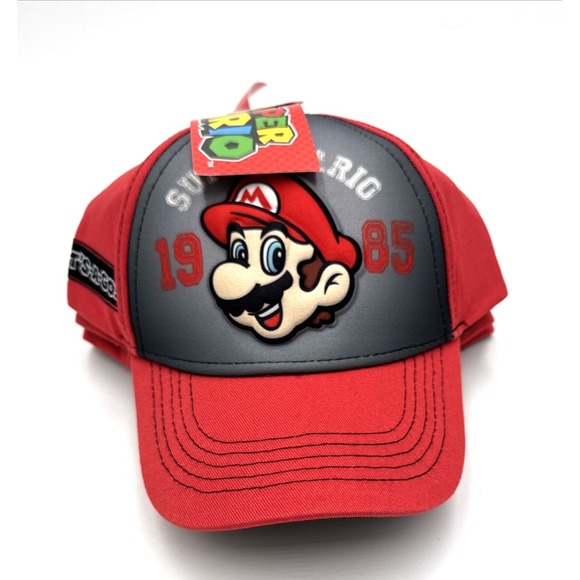 Lot of 4 Nintendo Super Mario 1985 Hat Toddler Youth 3D Pop Cap Red Gray 2022 - Picture 4 of 7